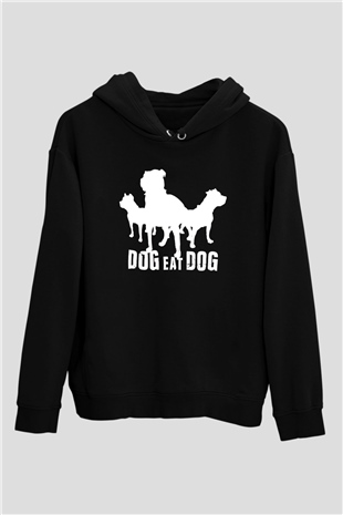 Dog Eat Dog Siyah Unisex Kapüşonlu Sweatshirt