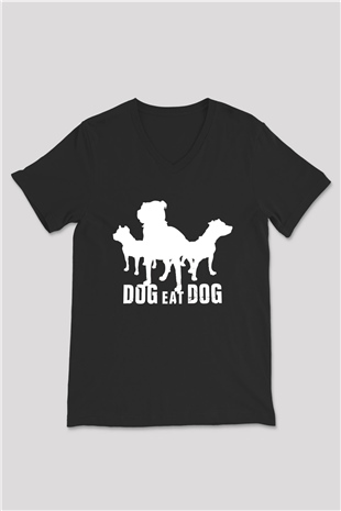 Dog Eat Dog Siyah Unisex V Yaka Tişört