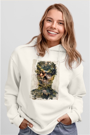 Doğa ve KurukafaBeyaz  Unisex Hoodie