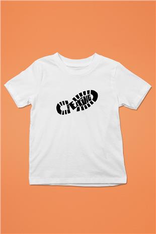 Doğa Yürüyüşü Baskılı Unisex Beyaz Çocuk Tişört - Tshirt