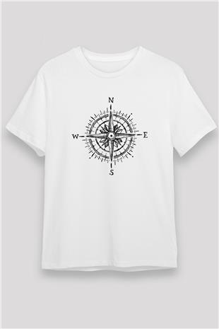 Doğa Yürüyüşü Baskılı Unisex Beyaz Tişört - Tshirt