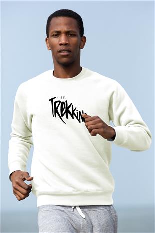 Doğa Yürüyüşü Baskılı Unisex Ekru Sweatshirt