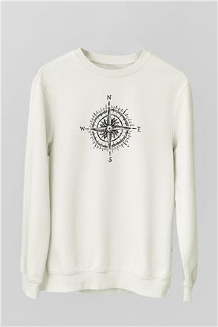 Doğa Yürüyüşü Baskılı Unisex Ekru Sweatshirt