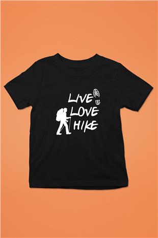 Doğa Yürüyüşü - Trekking Baskılı Unisex Siyah Çocuk Tİşörtü - Tshirt