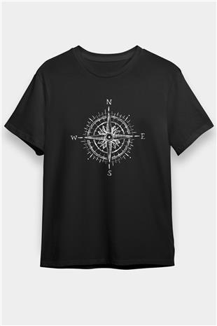 Doğa Yürüyüşü - Trekking Baskılı Unisex Siyah Tişört - Tshirt