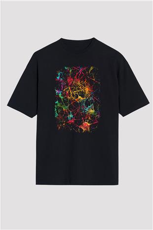 Doğal Ağlar Beyin Baskılı Unisex Oversize Tişört - Tshirt