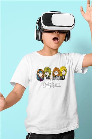 Dokken Baskılı Beyaz Unisex Beyaz Çocuk Tişört - Tshirt