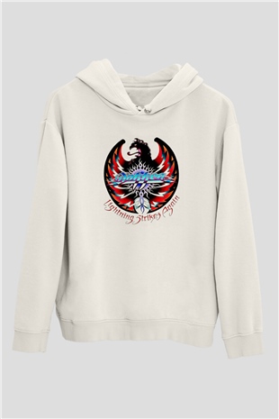 Dokken Baskılı Unisex Beyaz Hoodie