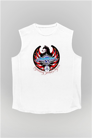 Dokken Baskılı Unisex Beyaz Kolsuz Tişört