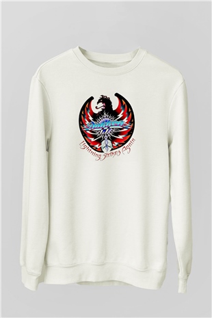 Dokken Baskılı Unisex Beyaz Sweatshirt