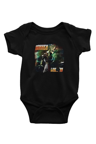 Dokken Baskılı Unisex Siyah Bebek Body - Zıbın