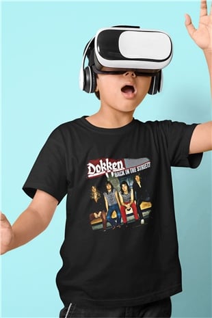 Dokken Baskılı Unisex Siyah Çocuk Tişört