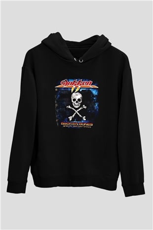 Dokken Baskılı Unisex Siyah Hoodie
