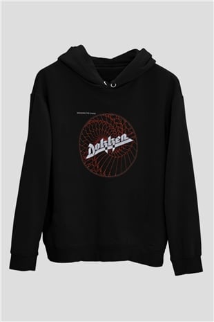 Dokken Baskılı Unisex Siyah Hoodie