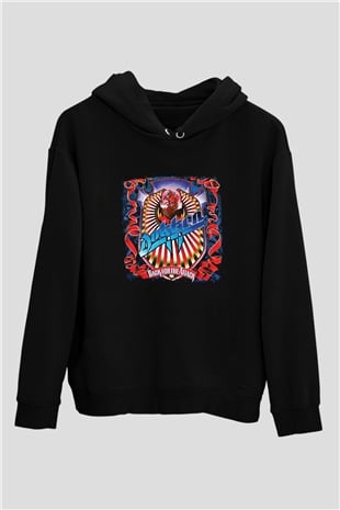 Dokken Baskılı Unisex Siyah Hoodie
