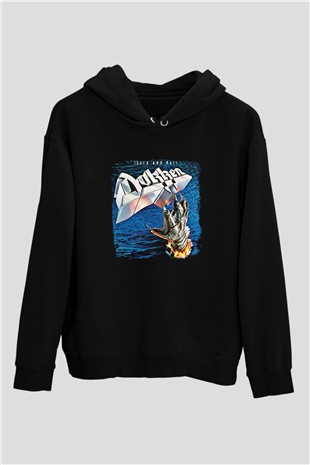 Dokken Baskılı Unisex Siyah Hoodie
