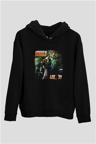 Dokken Baskılı Unisex Siyah Hoodie