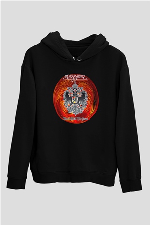 Dokken Baskılı Unisex Siyah Kapüşonlu Sweatshirt