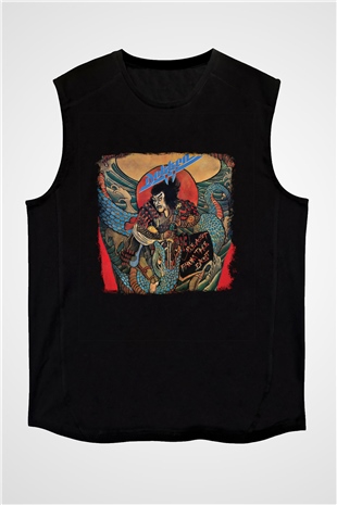 Dokken Baskılı Unisex Siyah Kolsuz Tişört