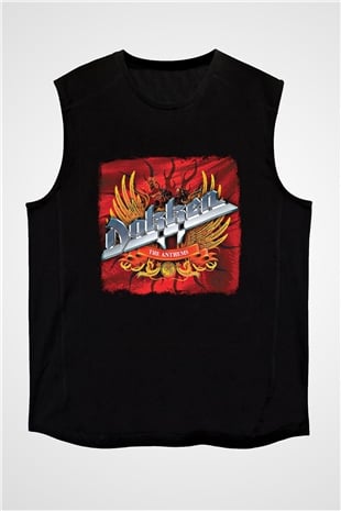 Dokken Baskılı Unisex Siyah Kolsuz Tişört