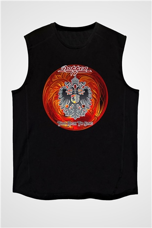 Dokken Baskılı Unisex Siyah Kolsuz Tişört - Tshirt