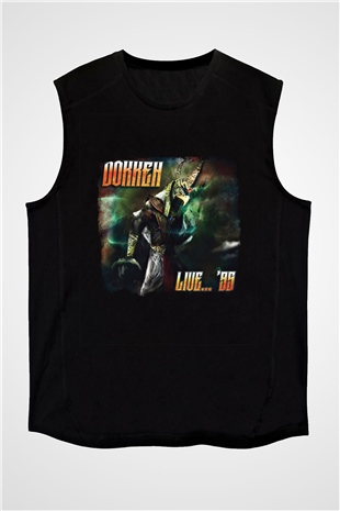 Dokken Baskılı Unisex Siyah Kolsuz Tişört