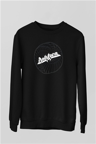 Dokken Baskılı Unisex Siyah Sweatshirt