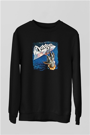 Dokken Baskılı Unisex Siyah Sweatshirt