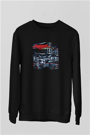 Dokken Baskılı Unisex Siyah Sweatshirt