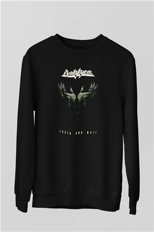 Dokken Baskılı Unisex Siyah Sweatshirt