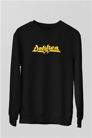 Dokken Baskılı Unisex Siyah Sweatshirt