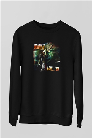 Dokken Baskılı Unisex Siyah Sweatshirt