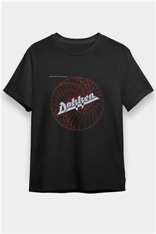 Dokken Baskılı Unisex Siyah Tişört