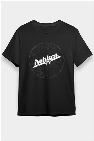 Dokken Baskılı Unisex Siyah Tişört - Tshirt