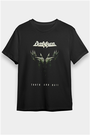 Dokken Baskılı Unisex Siyah Tişört - Tshirt
