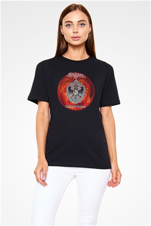 Dokken Baskılı Unisex Siyah Tişört - Tshirt