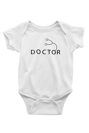 Doktor Baskılı Beyaz Unisex Bebek Body - Zıbın