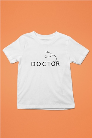 Doktor Baskılı Beyaz Unisex Çocuk Tişört