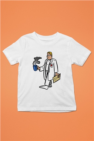 Doktor Beyaz Unisex Çocuk Tişört
