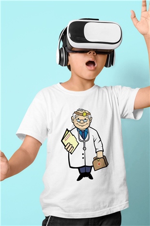 Doktor Beyaz Unisex Çocuk Tişört
