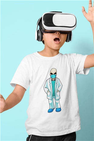 Doktor Beyaz Unisex Çocuk Tişört
