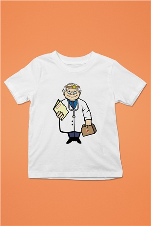 Doktor Beyaz Unisex Çocuk Tişört