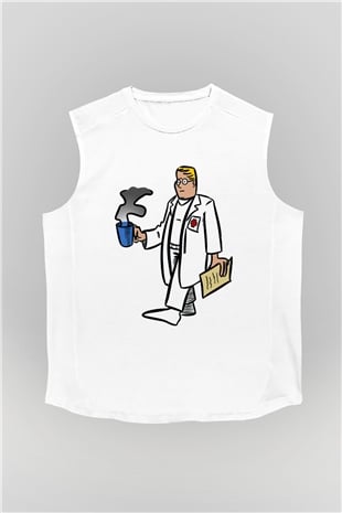 Doktor Beyaz Unisex Kolsuz Tişört