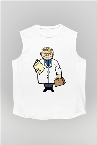 Doktor Beyaz Unisex Kolsuz Tişört