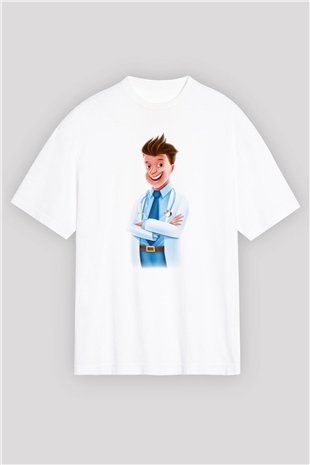 Doktor Beyaz Unisex Oversize Tişört T-Shirt