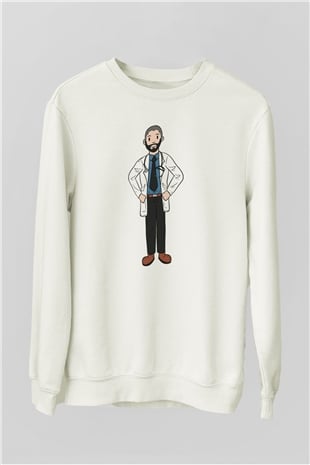 Doktor Beyaz Unisex Sweatshirt