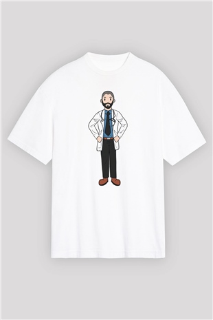 Doktor Beyaz Oversize Tişört Oversize T-shirt - TişörtFabrikası