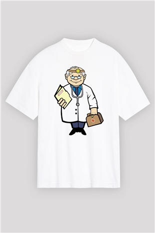 Doktor Beyaz Oversize Tişört Oversize T-shirt - TişörtFabrikası