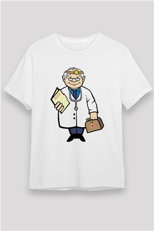 Doktor Beyaz Unisex Tişört T-Shirt - TişörtFabrikası