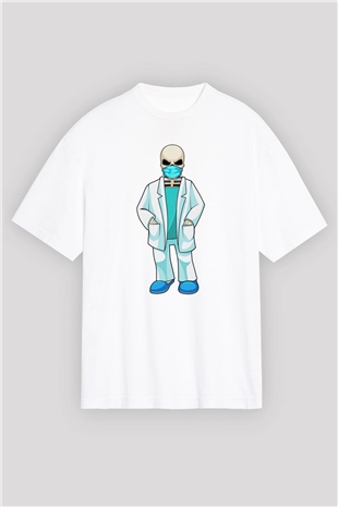 Doktor Beyaz Oversize Tişört Oversize T-shirt - TişörtFabrikası